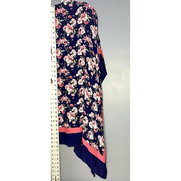 Mario Serrani Open Front Kimono Cardigan One Size Lagenlook Floral Boho Festival - Picture 4 of 10
